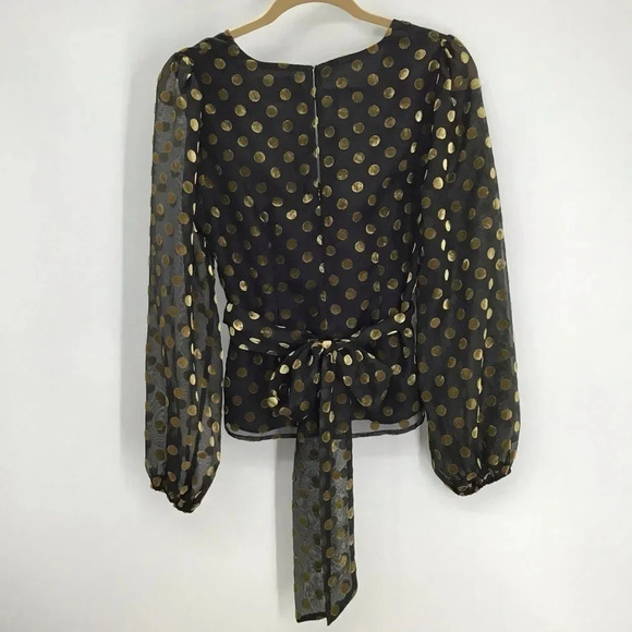 ASTR The Label Women’s Tonic Top Sheer Sleeve Polka Dot Party Holiday Size M - Picture 1 of 8